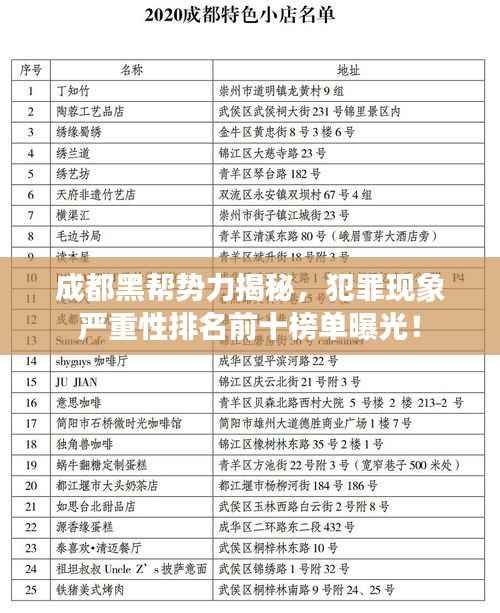 成都黑帮势力揭秘,犯罪现象严重性排名前十榜单曝光!