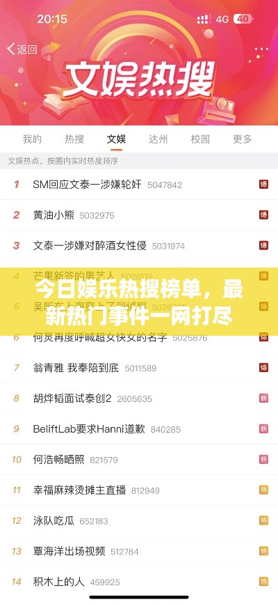 今日娱乐热搜榜单,最新热门事件一网打尽