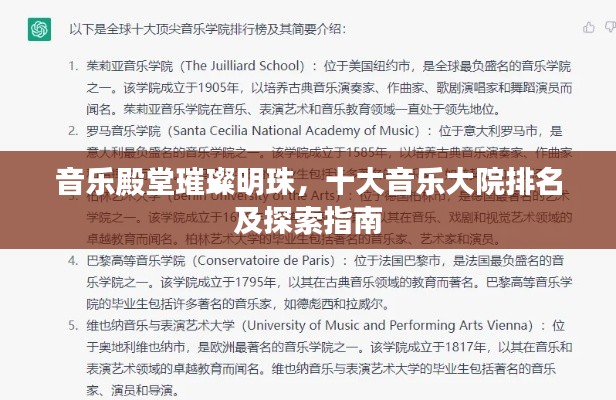 音乐殿堂璀璨明珠,十大音乐大院排名及探索指南